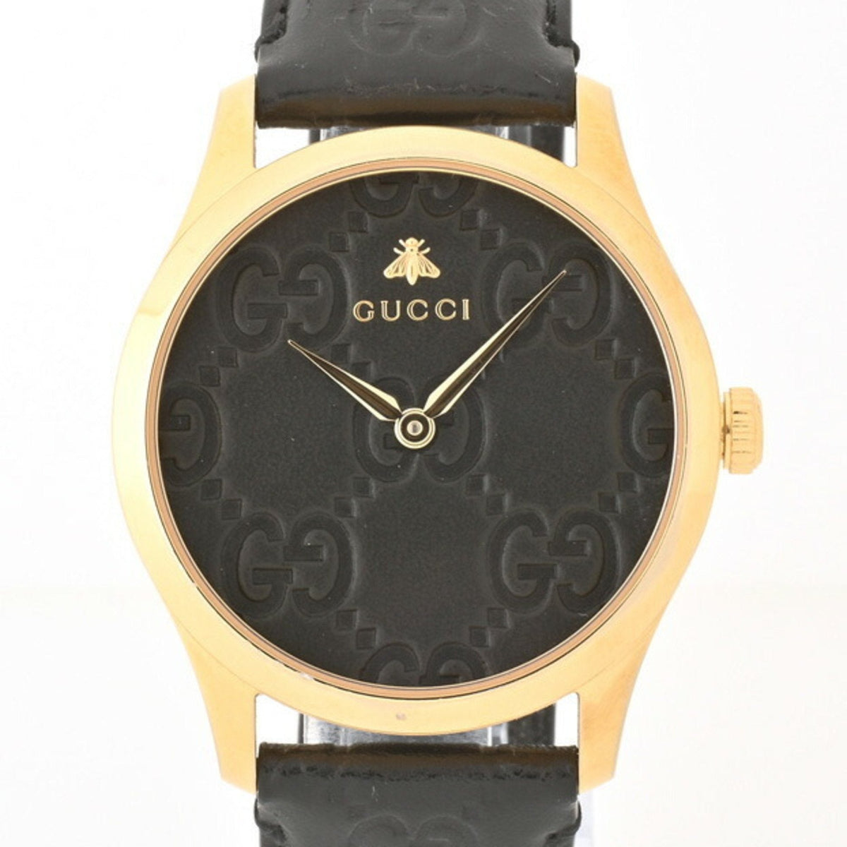  Shop Authentic Gucci G Timeless Quartz Black Dial Black Leather Strap Watch For Women - YA1264034A - Luxxuri