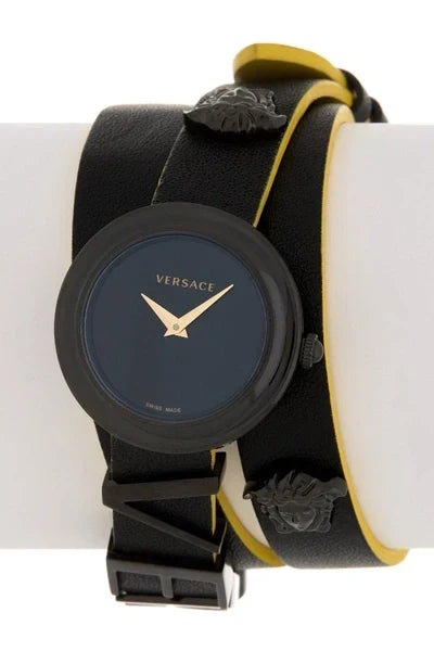  Shop Authentic Versace V-Flare Quartz Black Dial Black Leather Strap Watch for Women - VEBN00518 - Luxxuri