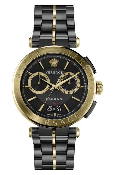  Shop Authentic Versace Aion Chronograph Black Dial Black Steel Strap Watch for Men - VE1D01620 - Luxxuri