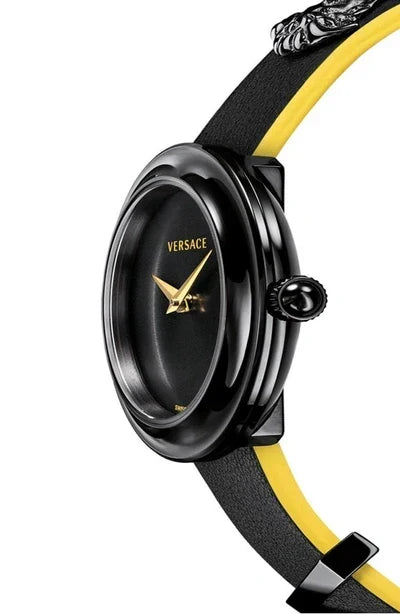  Shop Authentic Versace V-Flare Quartz Black Dial Black Leather Strap Watch for Women - VEBN00518 - Luxxuri