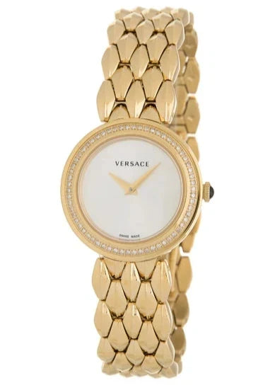  Shop Authentic Versace V Flare Diamonds Silver Dial Gold Steel Strap Watch for Women - VEBN00918 - Luxxuri