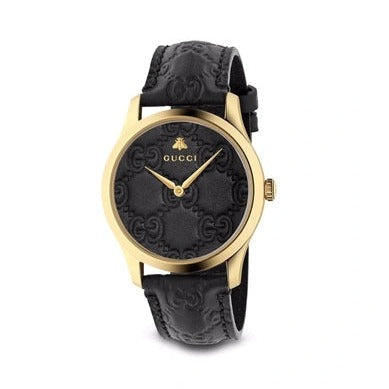  Shop Authentic Gucci G Timeless Quartz Black Dial Black Leather Strap Watch For Women - YA126581A - Luxxuri