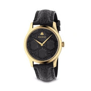  Shop Authentic Gucci G Timeless Quartz Black Dial Black Leather Strap Watch For Women - YA126581A - Luxxuri