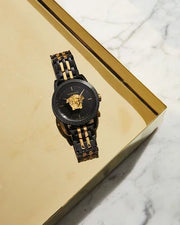 Shop Authentic Versace Palazzo Empire Black Dial Two Tone Steel Strap Watch for Men - VERD01119 - Luxxuri