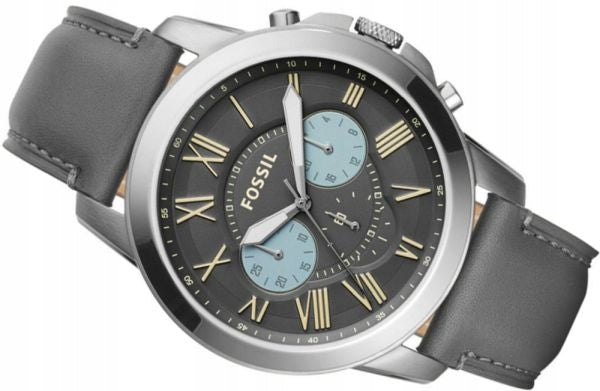  Shop Authentic Fossil Grant Chronograph Gunmetal Grey Dial Grey Leather Strap Watch for Men - FS5183 - Luxxuri