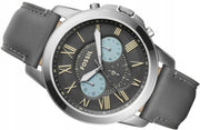  Shop Authentic Fossil Grant Chronograph Gunmetal Grey Dial Grey Leather Strap Watch for Men - FS5183 - Luxxuri