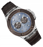  Shop Authentic Guess Rigor Analogue Quartz Blue Dial Brown Leather Strap Watch For Men - W0040G10 - Luxxuri