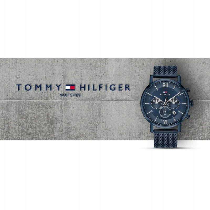  Shop Authentic Tommy Hilfiger Evan Blue Dial Blue Mesh Bracelet Watch for Men - 1710397 - Luxxuri
