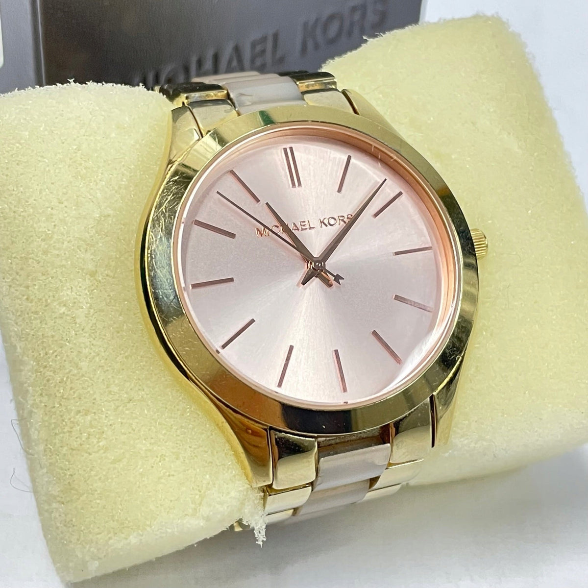  Shop Authentic Michael Kors Slim Runway Rose Gold Dial Two Tone Steel Strap Watch for Women - MK4294 - Luxxuri