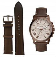  Shop Authentic Fossil Grant Chronograph White Dial Brown Leather Strap Watch for Men - FS5344 - Luxxuri