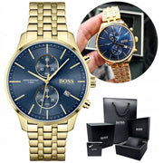  Shop Authentic Hugo Boss Associate Blue Dial Gold Steel Strap Watch for Men - 1513841 - Luxxuri