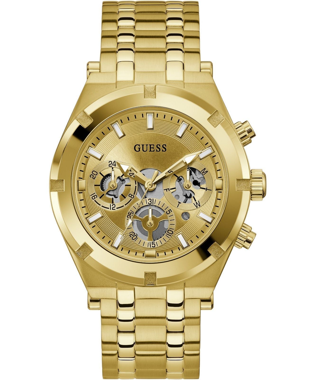  Shop Authentic Guess Continental Gold Dial Gold Steel Strap Watch For Men - GW0260G4 - Luxxuri