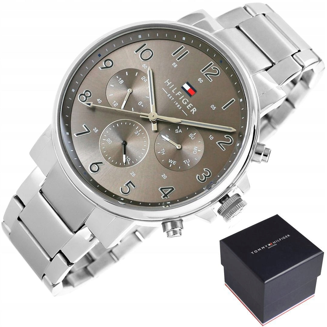  Shop Authentic Tommy Hilfiger Chronograph Grey Dial Silver Steel Strap Watch for Men - 1710382 - Luxxuri