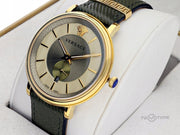  Shop Authentic Versace V-Circle Manifesto Gold Dial Black Leather Strap Watch for Men - VBQ030017 - Luxxuri