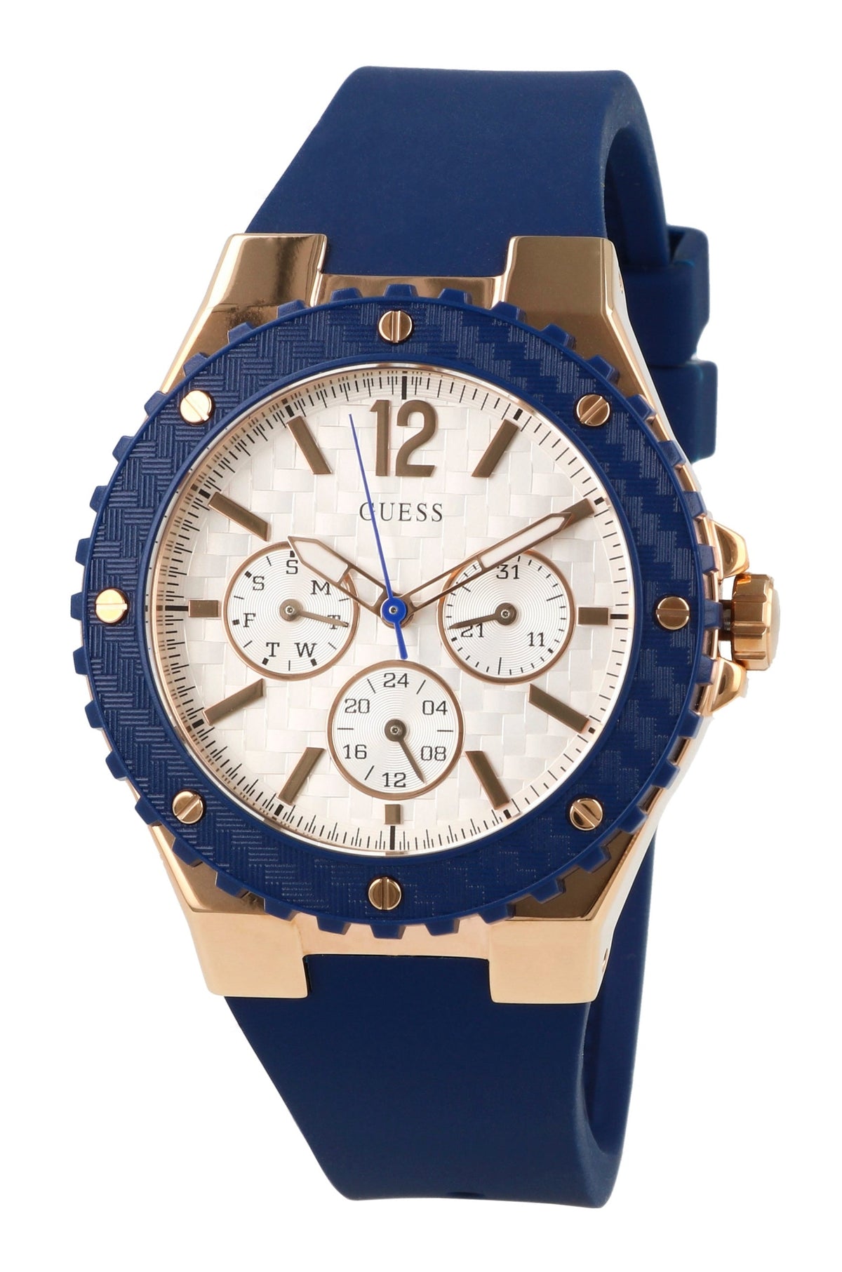  Shop Authentic Guess Overdrive White Dial Blue Rubber Strap Watch for Women - W0149L5 - Luxxuri