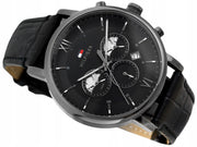  Shop Authentic Tommy Hilfiger Evan Black Dial Black Leather Strap Watch for Men - 1710395 - Luxxuri