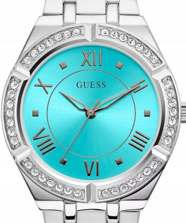  Shop Authentic Guess Cosmo Diamonds Turquoise Dial Silver Steel Strap Watch for Women - GW0033L7 - Luxxuri