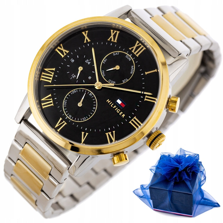  Shop Authentic Tommy Hilfiger Analog Black Dial Two Tone Steel Strap Watch for Men - 1791539 - Luxxuri