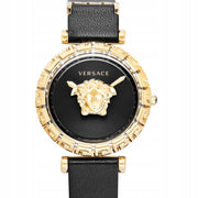  Shop Authentic Versace Palazzo Empire Greca Black Dial Black Leather Strap Watch for Women - VEDV00119 - Luxxuri