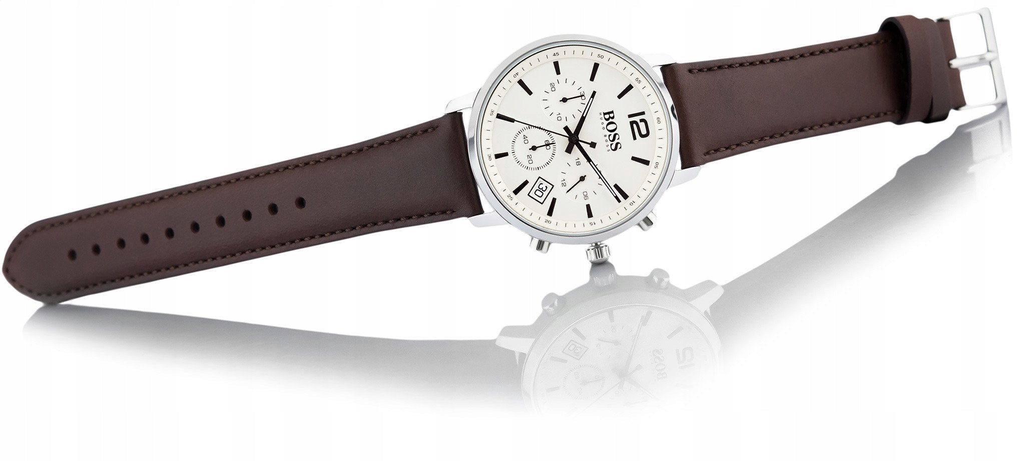  Shop Authentic Hugo Boss Attitude White Dial Brown Leather Strap Watch for Men - 1513609 - Luxxuri