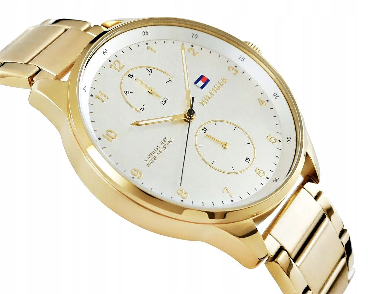  Shop Authentic Tommy Hilfiger Chase Quartz White Dial Gold Steel Strap Watch for Men - 1791576 - Luxxuri