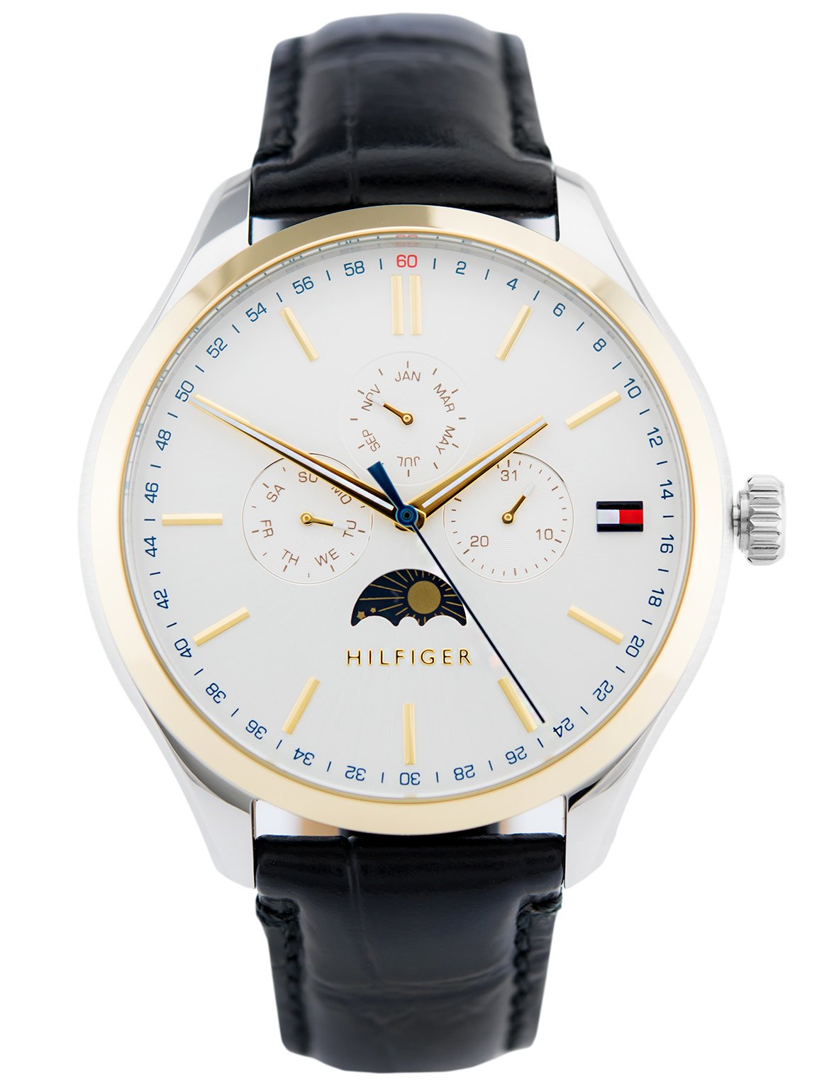  Shop Authentic Tommy Hilfiger Oliver Analog Silver Dial Black Leather Strap Watch for Men - 1791305 - Luxxuri