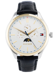  Shop Authentic Tommy Hilfiger Oliver Analog Silver Dial Black Leather Strap Watch for Men - 1791305 - Luxxuri