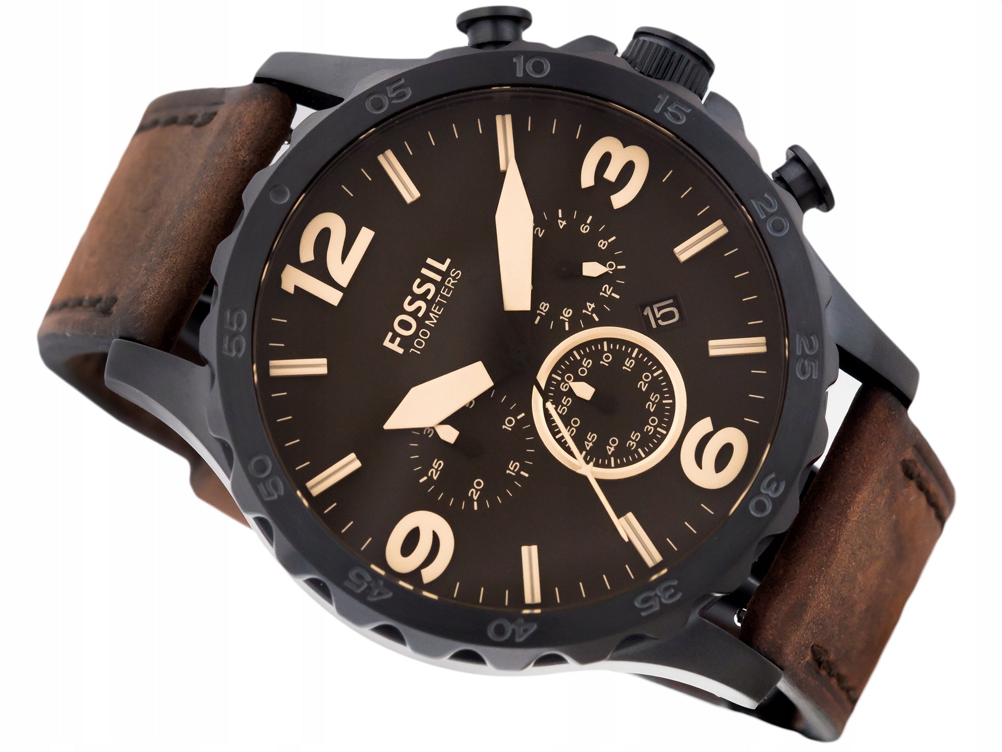  Shop Authentic Fossil Nate Chronograph Brown Dial Brown Leather Strap Watch for Men - JR1487 - Luxxuri