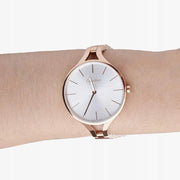  Shop Authentic Calvin Klein Graphic Silver Dial Rose Gold Steel Strap Watch for Women - K7E23646 - Luxxuri