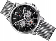  Shop Authentic Tommy Hilfiger Chronograph Black Dial Silver Mesh Bracelet Watch for Men - 1791292 - Luxxuri