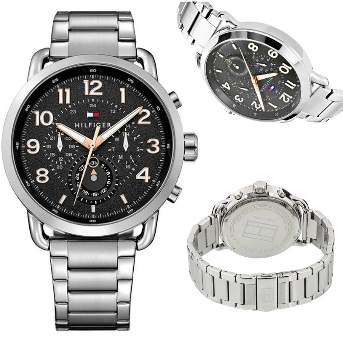  Shop Authentic Tommy Hilfiger Briggs Chronograph Black Dial Silver Steel Strap Watch for Men - 1791422 - Luxxuri