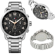  Shop Authentic Tommy Hilfiger Briggs Chronograph Black Dial Silver Steel Strap Watch for Men - 1791422 - Luxxuri