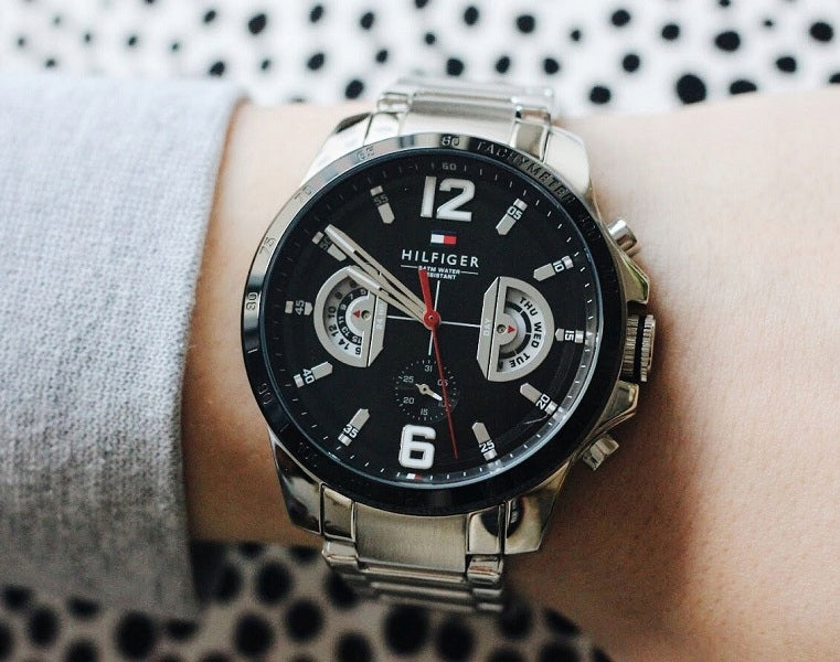  Shop Authentic Tommy Hilfiger Decker Quartz Black Dial Silver Steel Strap Watch for Men - 1791472 - Luxxuri