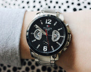  Shop Authentic Tommy Hilfiger Decker Quartz Black Dial Silver Steel Strap Watch for Men - 1791472 - Luxxuri