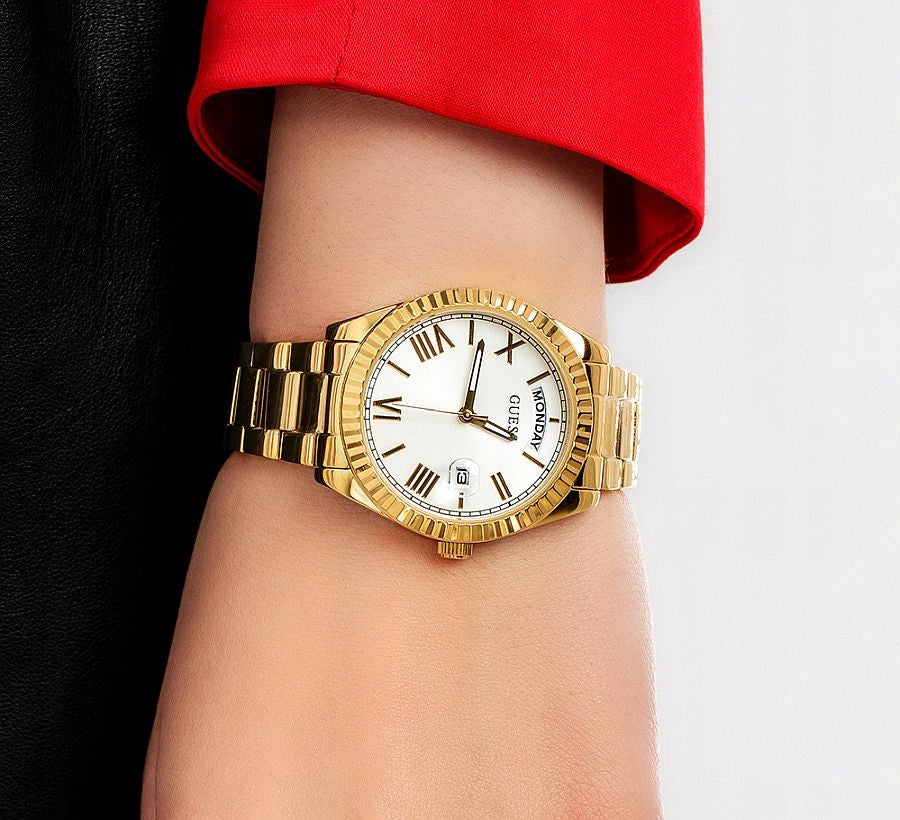  Shop Authentic Guess Luna White Dial Gold Steel Strap Watch for Women - GW0308L2 - Luxxuri