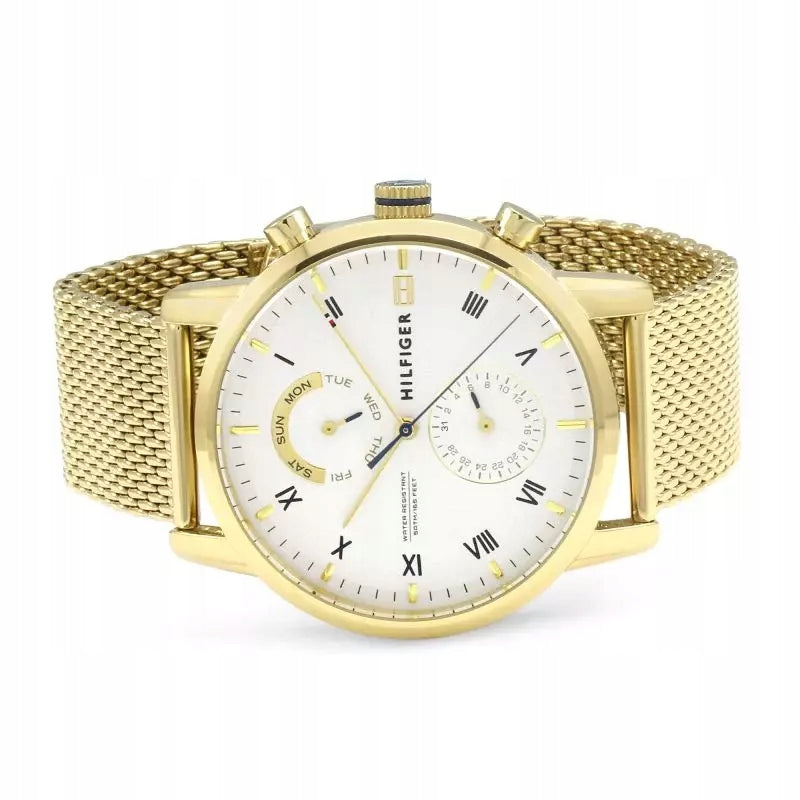  Shop Authentic Tommy Hilfiger Kane White Dial Gold Mesh Bracelet Watch for Men - 1710403 - Luxxuri