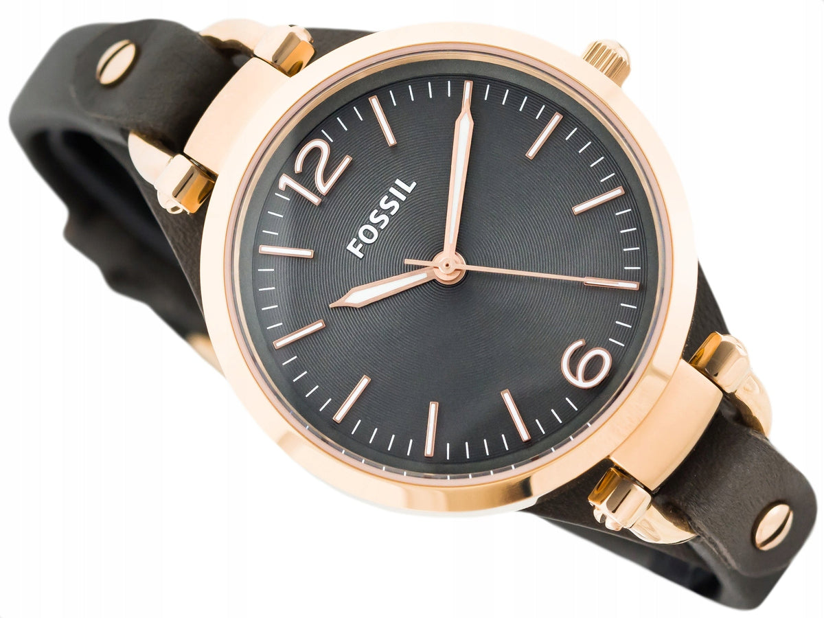  Shop Authentic Fossil Georgia Smoke Grey Dial Grey Leather Strap Watch for Women - ES3077 - Luxxuri