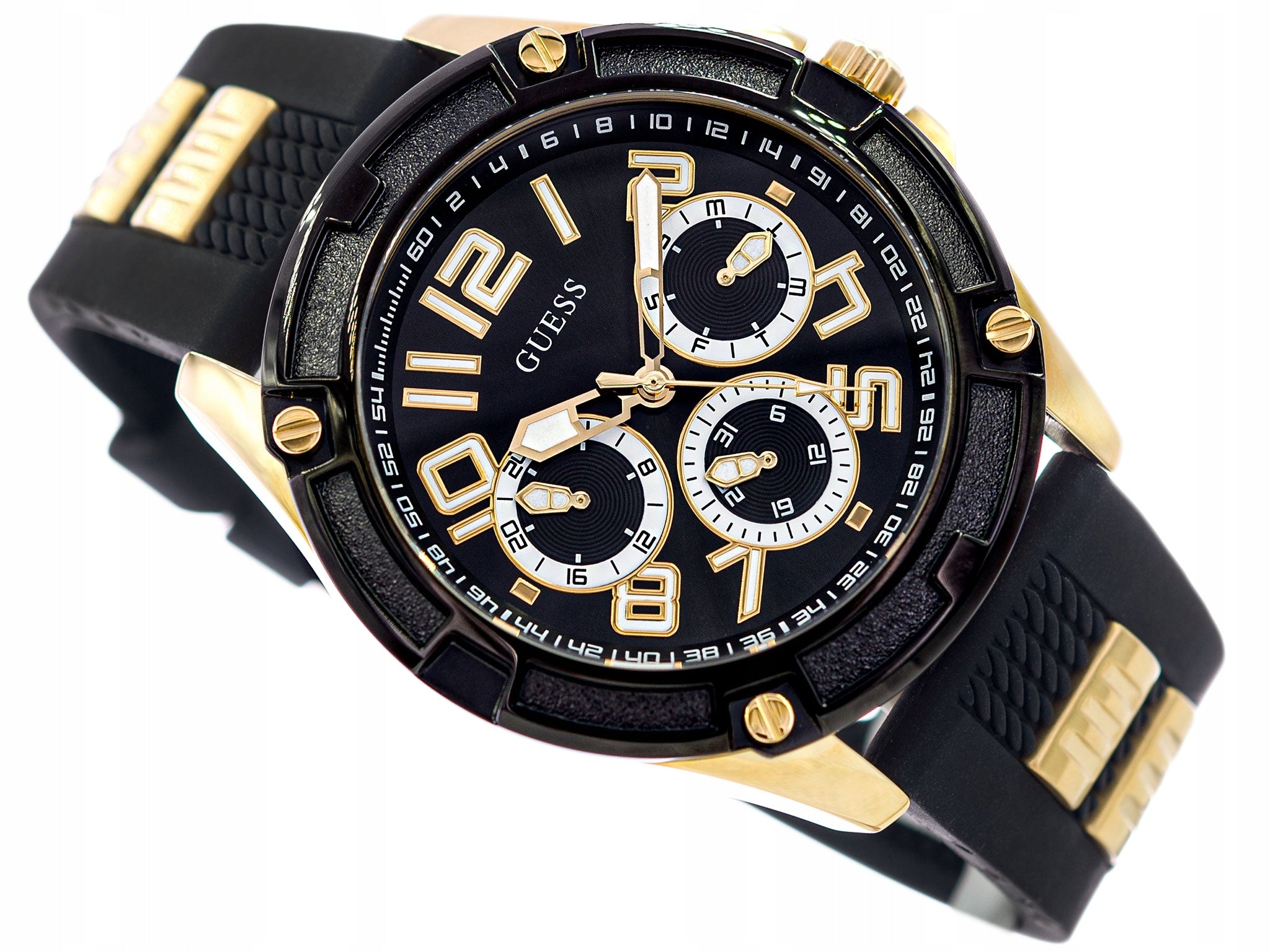  Shop Authentic Guess Delta Black Dial Black Rubber Strap Watch for Men - GW0051G2 - Luxxuri