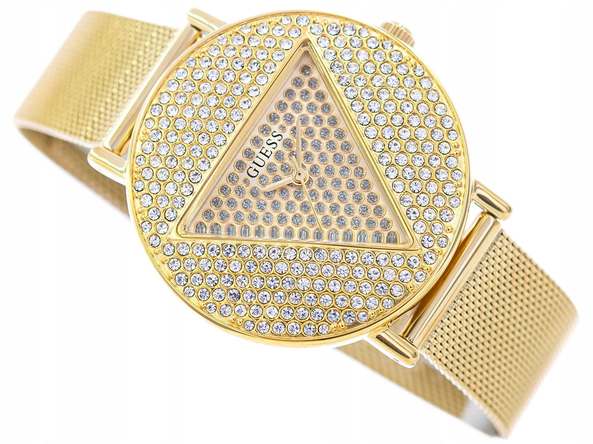  Shop Authentic Guess Iconic Diamonds Gold Dial Gold Mesh Bracelet Watch For Women - GW0477L2 - Luxxuri