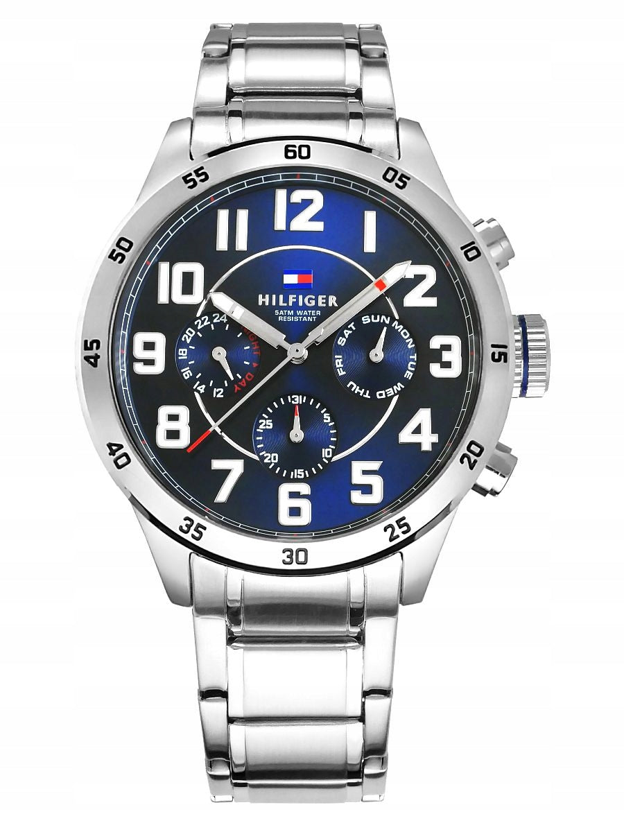  Shop Authentic Tommy Hilfiger Trent Chronograph Blue Dial Silver Steel Strap Watch for Men - 1791053 - Luxxuri