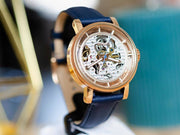  Shop Authentic Fossil Original Boyfriend Skeleton White Dial Blue Leather Strap Watch for Women - ME3086 - Luxxuri