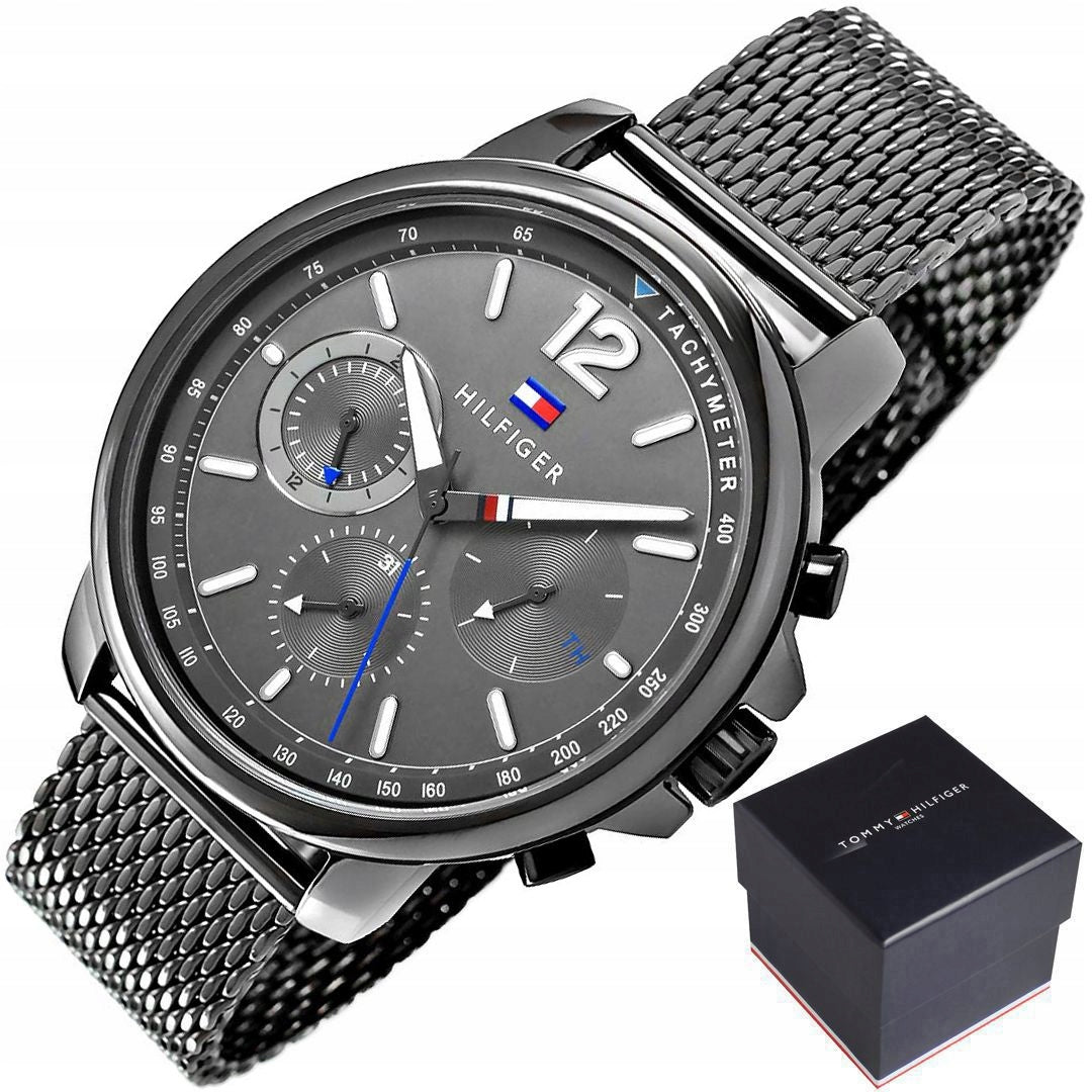  Shop Authentic Tommy Hilfiger London Chronograph Grey Dial Grey Mesh Bracelet Watch for Men - 1791530 - Luxxuri