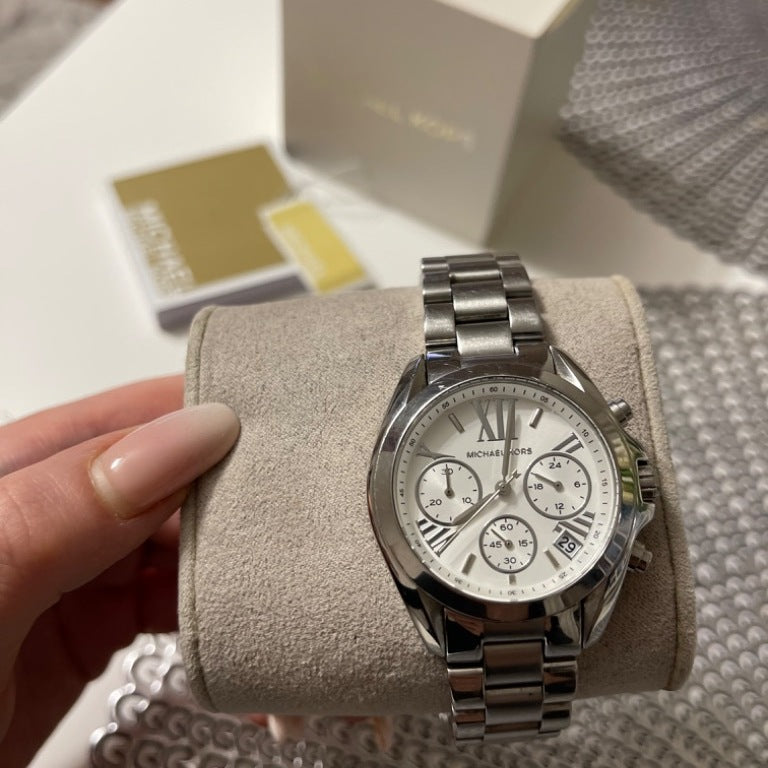  Shop Authentic Michael Kors Bradshaw  Chronograph Silver Dial Silver Steel Strap Watch for Women - MK6174 - Luxxuri