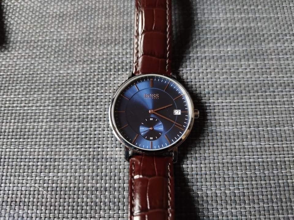  Shop Authentic Hugo Boss Corporal Blue Dial Brown Leather Strap Watch for Men - 151363 - Luxxuri