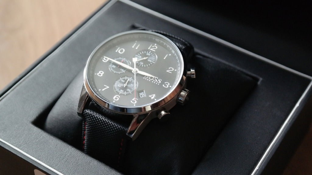  Shop Authentic Hugo Boss Navigator Black Dial Black Leather Strap Watch for Men - 1513535 - Luxxuri