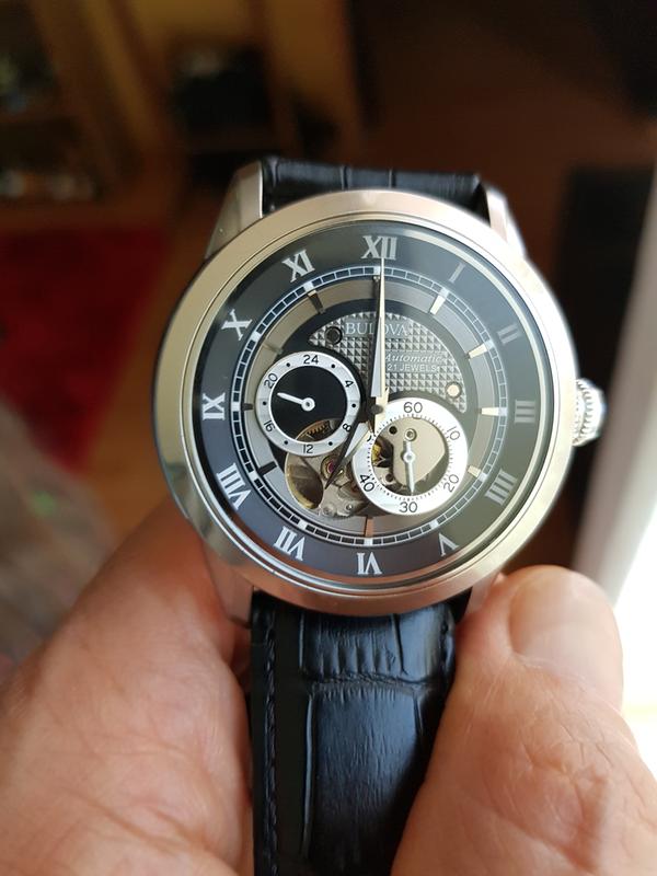  Shop Authentic Bulova BVA Classic Automatic Silver Dial Black Leather Strap Watch for Men - 96A135 - Luxxuri