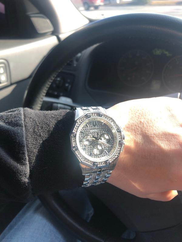  Shop Authentic Bulova Crystal Collection Pave Silver Dial with Crystals Silver Steel Strap Watch for Men - 96C134 - Luxxuri