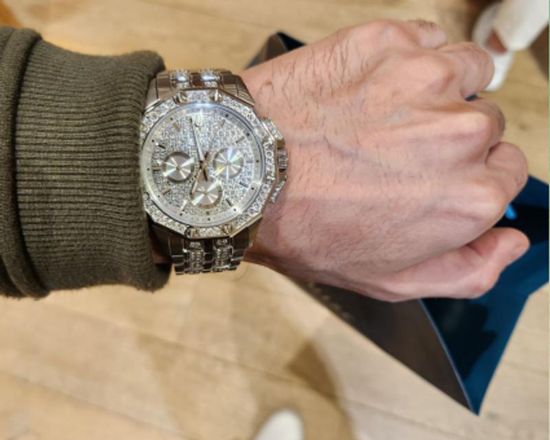  Shop Authentic Bulova Crystal Collection Pave Silver Dial with Crystals Silver Steel Strap Watch for Men - 96C134 - Luxxuri