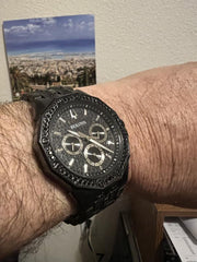  Shop Authentic Bulova Octova Chronograph Black Crystal Dial Black Steel Strap Watch for Men - 98C134 - Luxxuri
