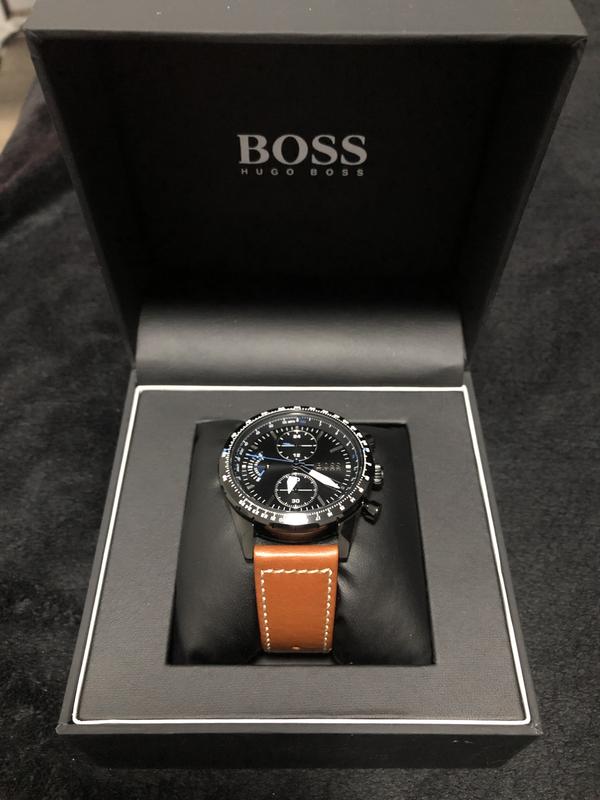  Shop Authentic Hugo Boss Pilot Black Dial Brown Leather Strap Watch for Men - 1513851 - Luxxuri